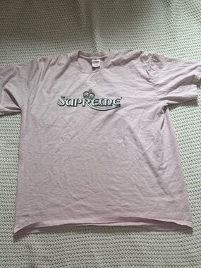 Supreme Light Pink Crewneck Tee with Crown Logo